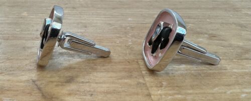 vintage pink elephant silver toned hickok cufflinks Kitsch MCM USA - Picture 2 of 5