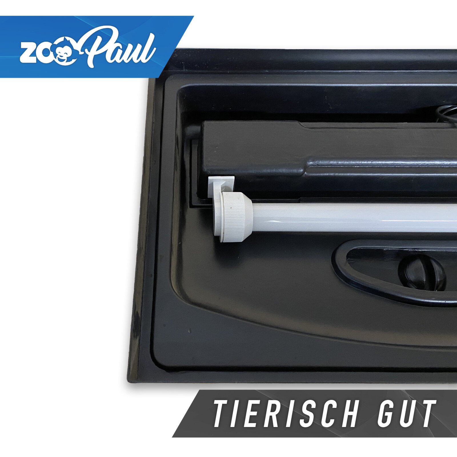 ZooPaul LED Aquarium Abdeckung 80x30cm - Schwarz Mit Beleuchtung