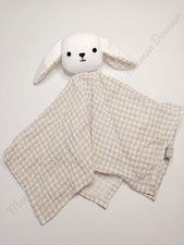 Doudou Plat Carré Lange Lapin Blanc Noir Beige Vichy Carreaux Monoprix Bout'chou