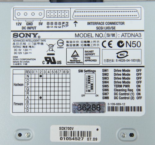 SONY ATDNA3 Advanced Intelligent Internal Tape Drive AIT-3 SDX-700V - Picture 13 of 13