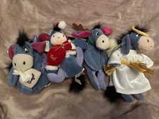 Disney's Eeyore Santa-Sugar Plum Fairy-Choir Angel-Reindeer Bean Bag Lot Of 4