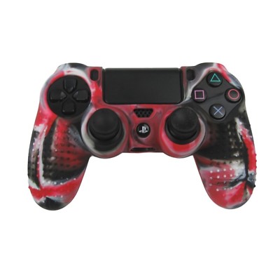 Silicone Grip Red Swirl Case Shell Cover Non Slip For PS4 Controller 