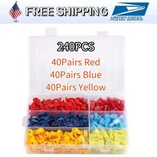 240Pcs Quick Splice T-Tap Insulated Crimp Terminals Kit Spade Wire Connectors US