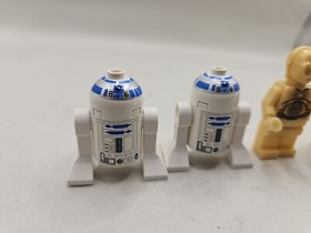 4 Lego Star Wars 2 C-3PO Light Pearl Gold Minifigures 2 R2-D2 Minifigures Used