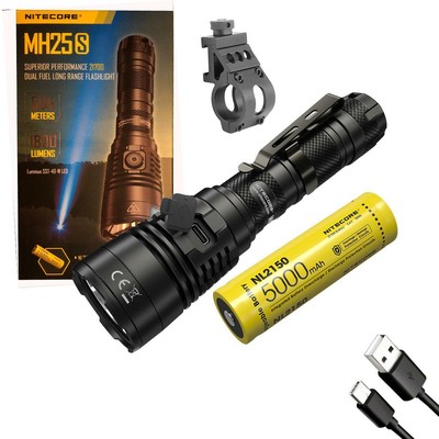 Combo: NITECORE MH25S Rechargeable Flashlight 1800 lumen 504meter w/Offset Mount