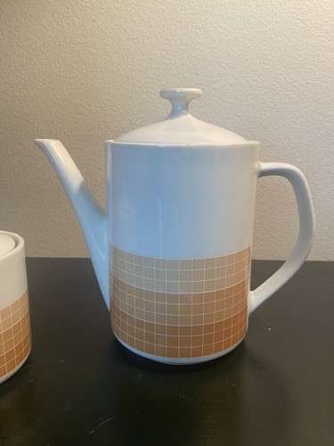 Bralcor MCM VTG PITCHER And Sugar Canister Tan 7” Made In Brazil Vintage Tea - Picture 4 of 18