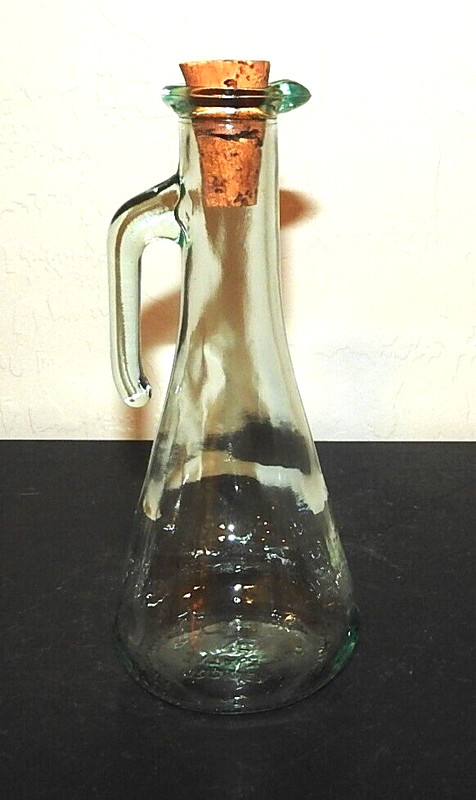 Vintage Verteria Etrusa Italian Green Glass Cruet /Oil Pitcher 1980s  RARE
