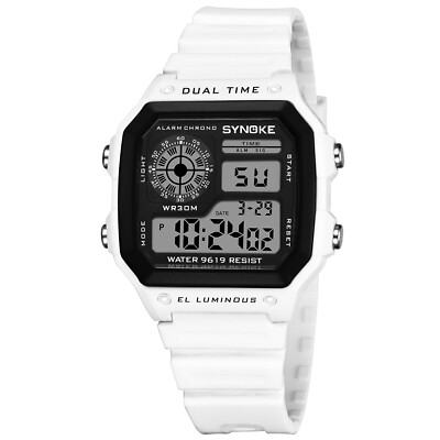 Men's Multi-Function Watches Dual Time Alarm Stopwatch Countdown Backlight Watch