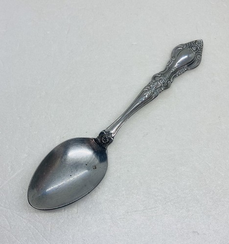 Vintage United Silver Co. Dinner Serving Spoon 8” Stainless Rose Handle 29