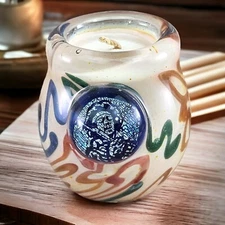 VTG Jimi Hendrix Candle 90s Mini Thick Glass Brown Blue Psychedelic Swirls READ