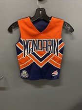 Varsity Spirit Fashion Mandarin Orange And Blue Cheer Top Youth Large