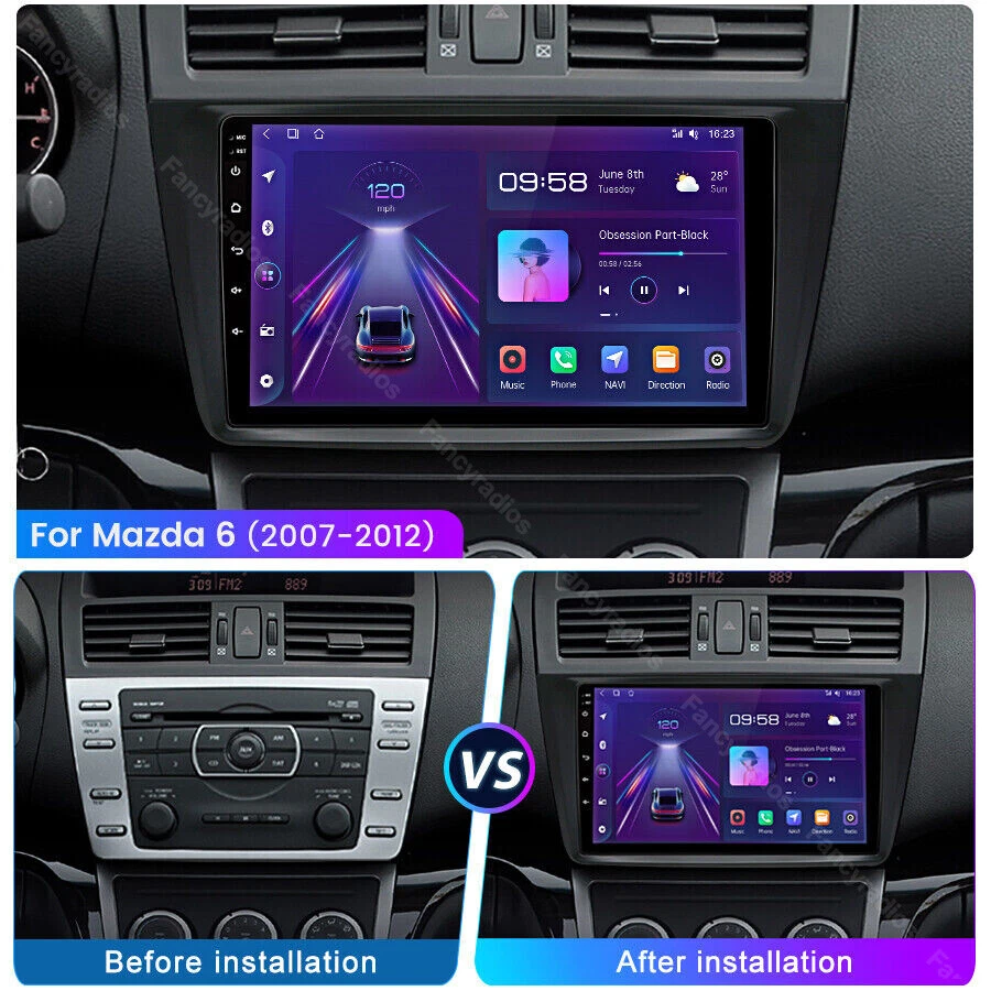 4+64GB Carplay For Mazda 6 2008-2015 Android 13 Car Stereo Radio GPS Navi WIFI - Image 4 of 4