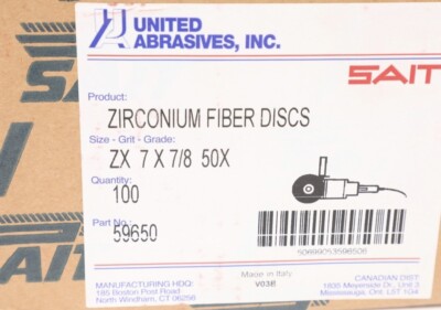 United Abrasives 59650 7x7/8 Bulk Zirconium Grinding Discs 50 Grit
