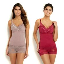 Rhonda Shear Pin-Up Lace Camisole 2-pack 527-888 Cocoa/Spring Wine, Size M