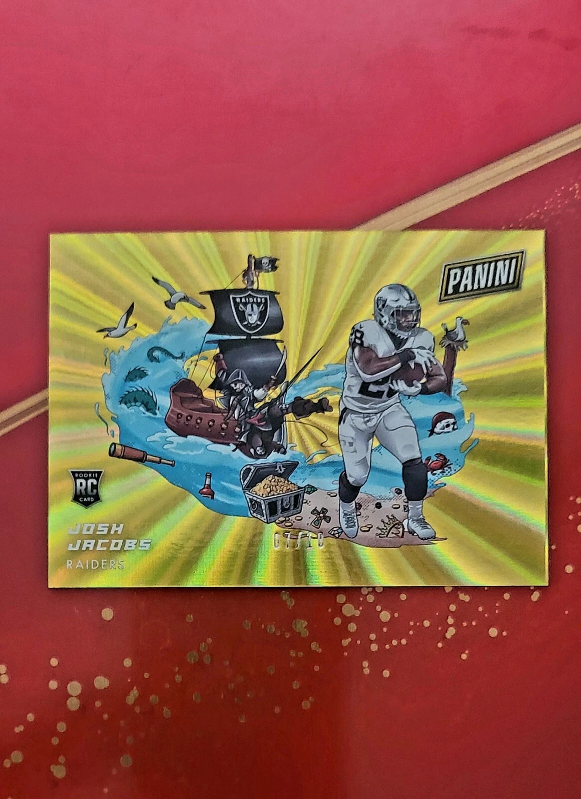 JOSH JACOBS 2020 PANINI ON THE HORIZON ROOKIE RAIDERS RC PACKERS GOLD 7/10