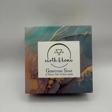 Earth & Home Gemstone Rock Soap 2 Piece Set 5.3oz Each Crystal Shape Gift NEW