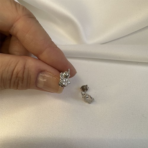 Sterling Silver & Clear CZ Crystal Elephant Stud Earrings Animal Safari - Picture 2 of 7