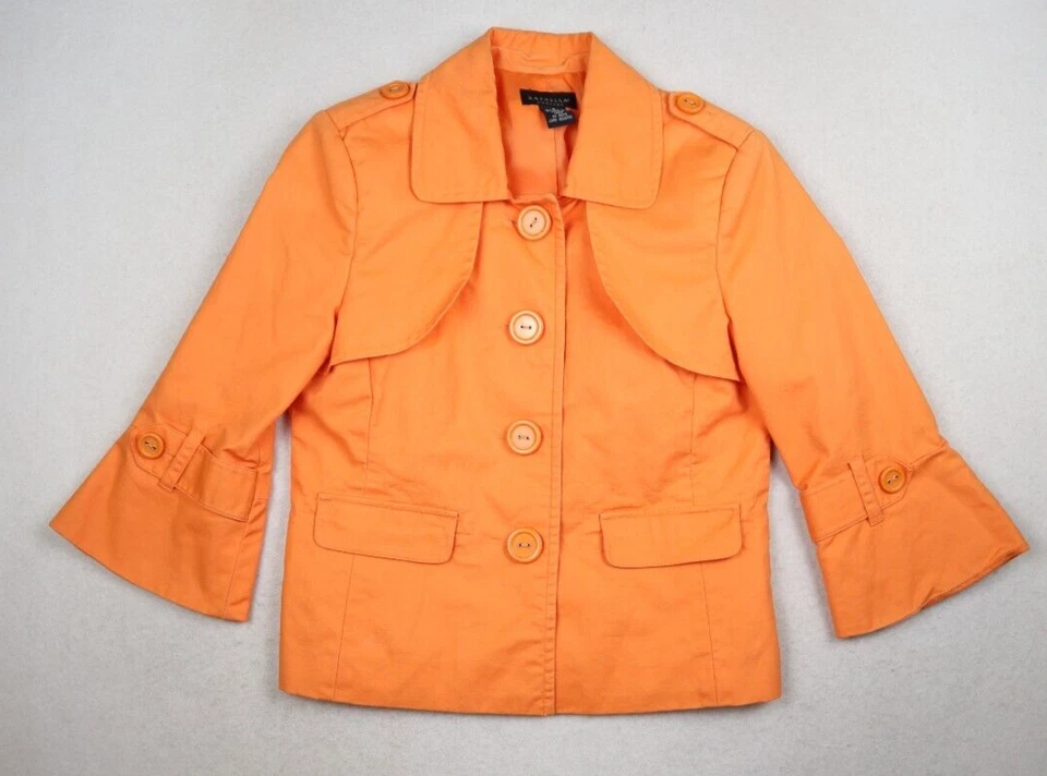 RAFAELLA Women's Blazer Jacket Size PS Orange 3/4 Bell Sleeve - Image 2 of 4