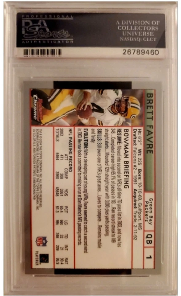 2004 Bowman Chrome Brett Favre card #75 graded PSA 10 POP 12 - Image 2 of 2