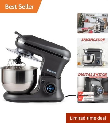 Versatile 8-Speed Electric Stand Mixer with Stainless Steel Bowl   Grey Elegance