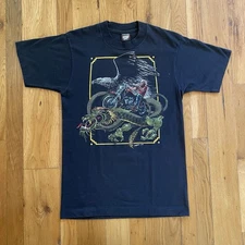 Vintage 1990 Eagle Dragon Biker Shirt Mens M Screen Stars Single Stitch 90s