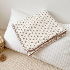 Muslin Cotton Baby Quilt 47x51 Inch, Floral Nursery Blanket for Crib/Toddler