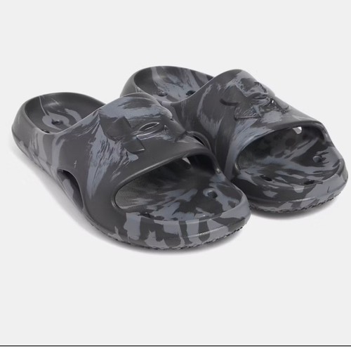 Under Armour Locker V Camo Slides Mens 8 Gray Black Quick Drying EVA Sandals NEW