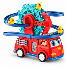 Fire Truck Duck Slide Toy Rotating Ferris Wheel Music Led Lights Christmas Gift