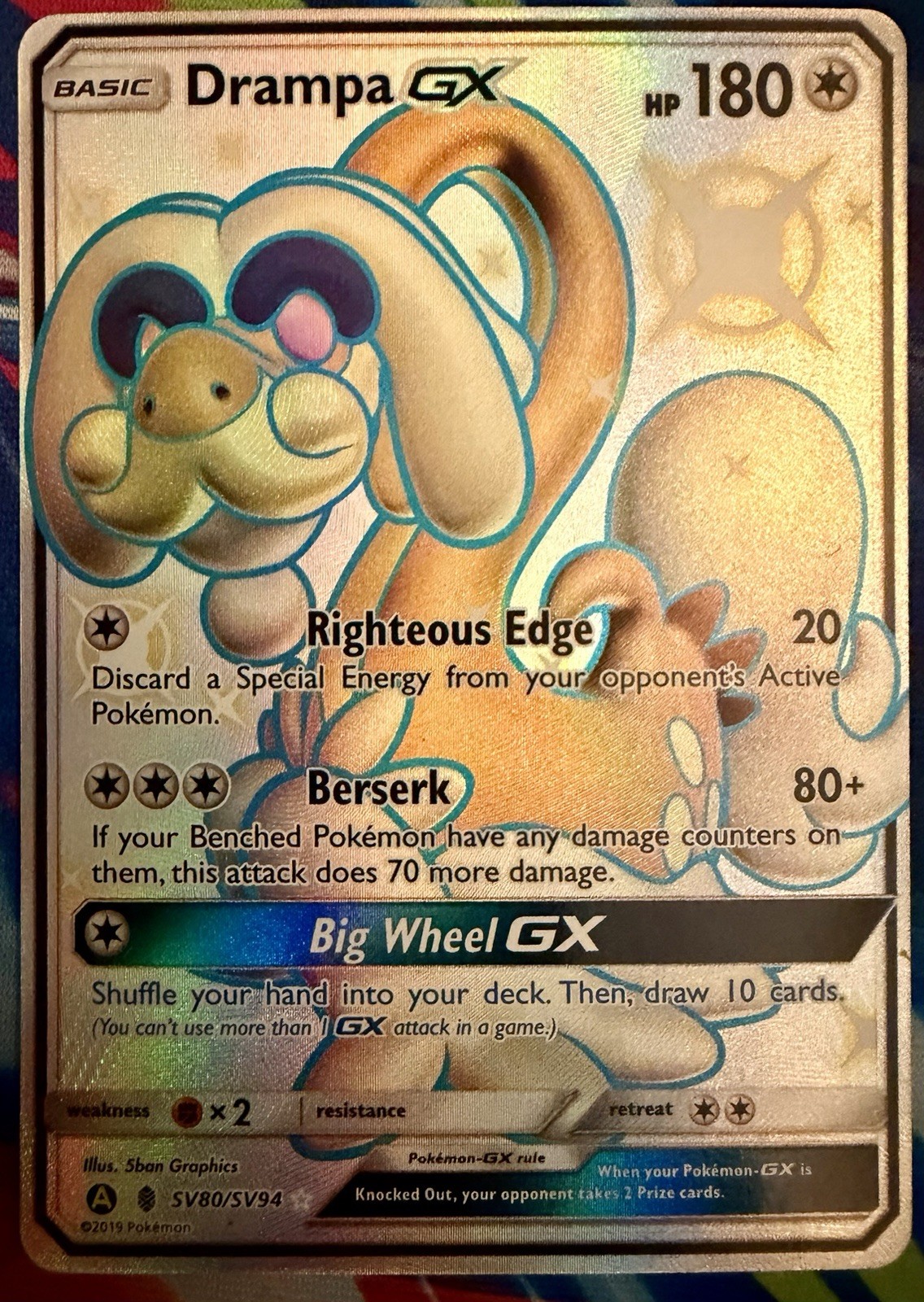 2019 Pokemon Drampa GX SV80/SV94 Hidden Fates Shiny Vault Holo NM