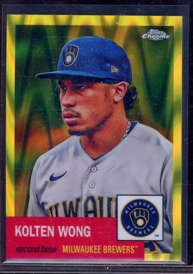 Kolten Wong 2022 Topps Chrome Platinum Yellow RayWave Refractor #209 (57/250)