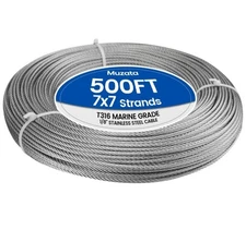 Muzata 500 ft 1/8" Stainless Steel Cable Railing System Hardware T316 WR02 NEW