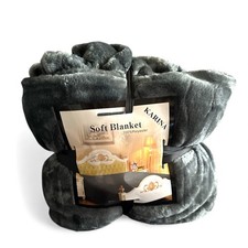 Steel Blue Solid Flannel Blanket Throw Plush Furry Cozy Queen Size