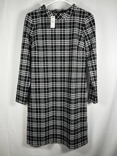 NWT Talbots Women's Dress Windopane Black White Plaid Mock Neck Size Petite