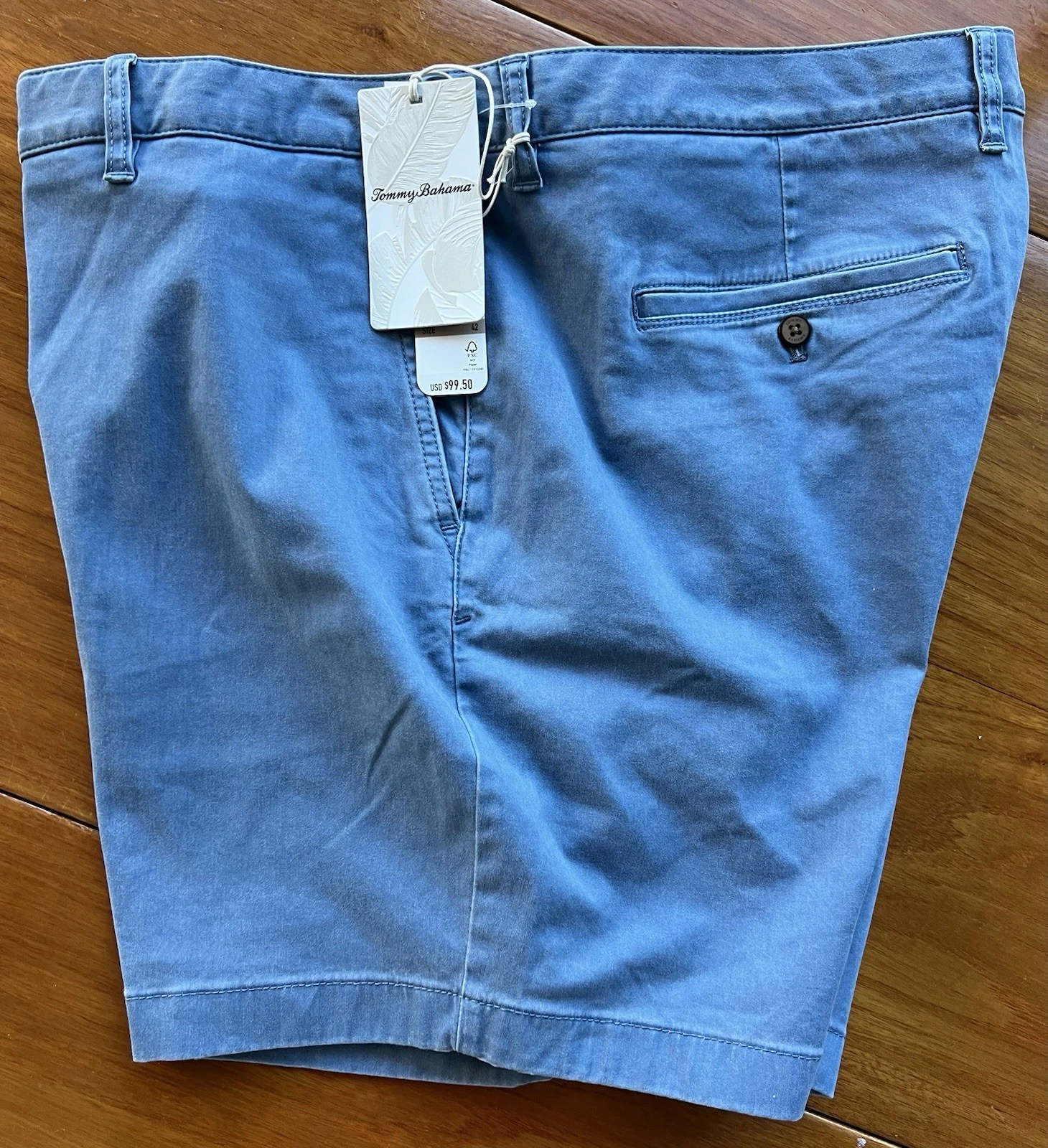 Tommy Bahama Men's Boracay 42 X 7 Shorts Chino Azzurro Blue Flat Front NWT $99
