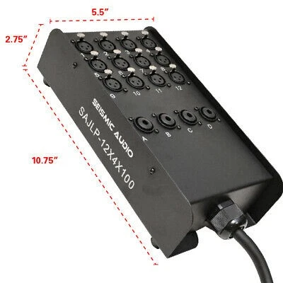 12 Channel 100 Foot XLR Low Profile Snake Cable with 4 TRS Returns PA/DJ Stage - Image 2 of 4