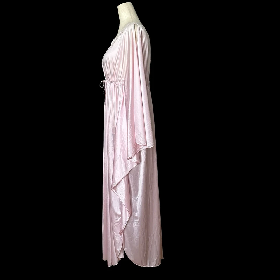 Camisón De Colección Años 70 Brillante Satinado Caftán M Rosa Largo Maxi Anique Rosa Puleo Szule Foto 4 de 4