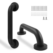 Shower Grab Bar, 2 Pack 12 Inch Black Bathroom Grab Bar, 1.25" Diameter 304 Stai