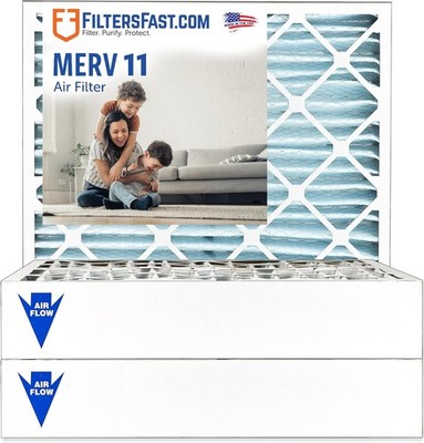 Filters Fast 20x25x4 MERV 11 4 Inch Pleated HVAC AC Furnace Air Filters 3 Pack