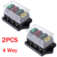 2 Universal 4Way Blade Fuse Box Holder Block Auto For Car Marine Motorcycle Boat