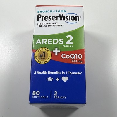 PreserVision AREDS 2 CoQ10 Vitamin Mineral Health 80 Softgels EXP 04/2027 NEW