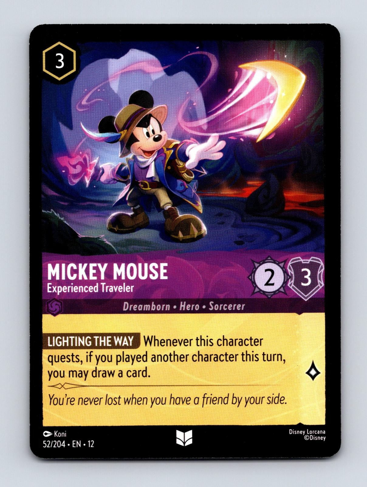 MICKEY MOUSE - EXPERIENCED TRAVELER 52/204 UNCOMMON WILDS UNKNOWN LORCANA NM