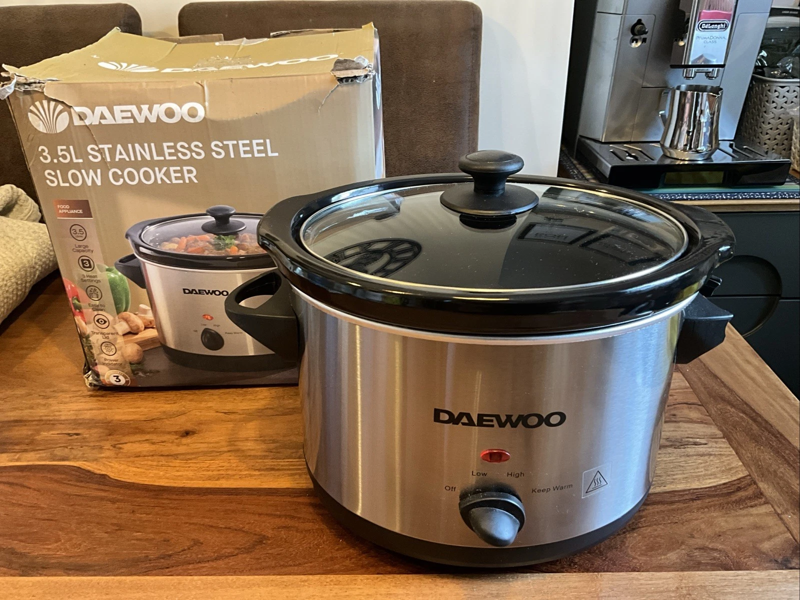 Daewoo SDA1364 3.5L Stainless Steel Slow Cooker - Silver/ Handle Broken/