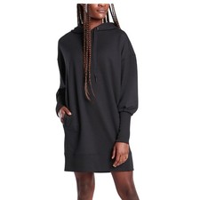 Athleta Mala Hoodie Dress Women's Large Black Long Sleeve Pullover Pockets