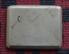 1960 portasigarette vintage tedesco canna e ferro di cavallo per fortuna Germania ALPACCA