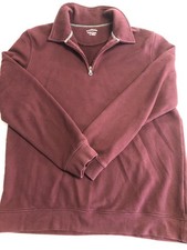 Croft  Barrow Sweatshirt Mens Large Red 1/4 Zip Fleece Easy Care Pullover