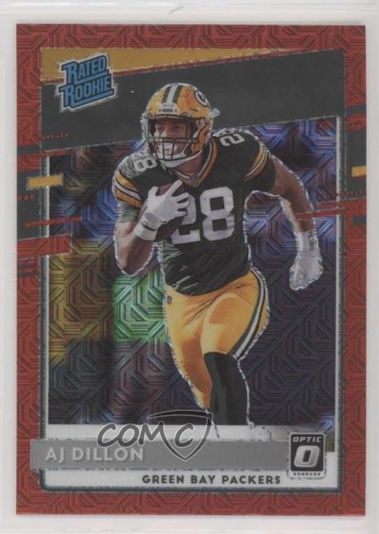 2020 Panini Donruss Optic Rated Rookies Red Mojo Prizm AJ Dillon #174 0s9t