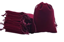 Sansam 50pcs Small Drawstring Velvet Jewelry Pouches, 4.0x4.8 Inch Wine Draws...