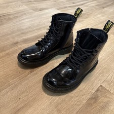 Dr. Martens Junior 1460 Patent Leather Lace Up Boots, Black Size 3