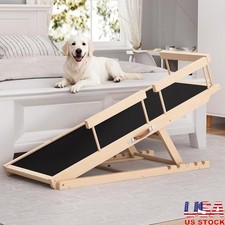 Adjustable Dog Ramp Anti-slip Portable Wooden Steps Small Medium Large Pets New