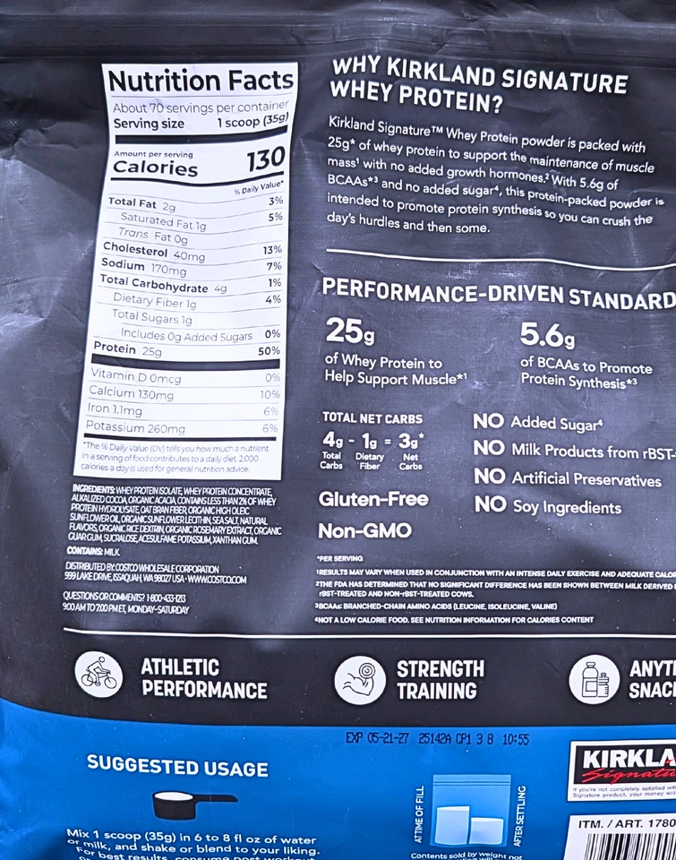 Kirkland Signature proteína de suero chocolate cremoso 5,4 libras EXP 05/2027 Foto 3 de 3